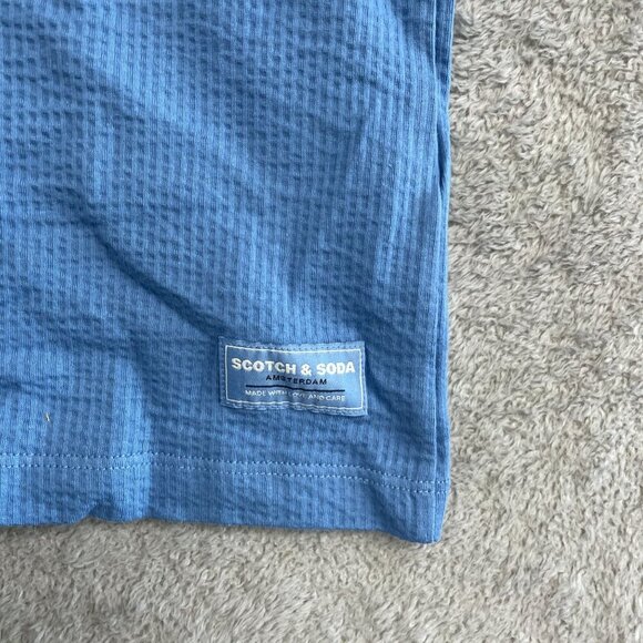 NEW Scotch & Soda Men's XL Textured Blue T-Shirt - Picture 7 of 8